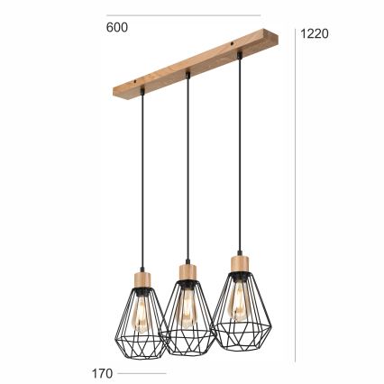 Brilagi - Подвесная люстра WOODY BASKET 3xE27/60W/230V дуб
