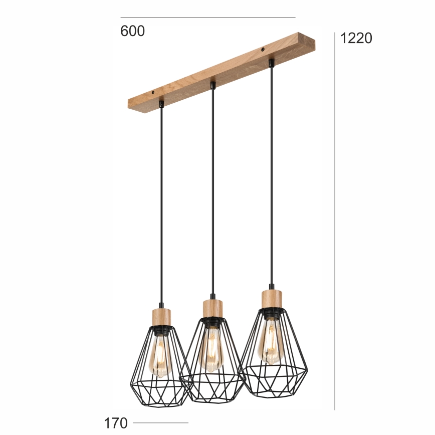 Brilagi - Подвесная люстра WOODY BASKET 3xE27/60W/230V дуб