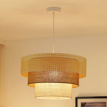 Brilagi - Подвесной светильник на тросе CEDAR LUNETA 1xE27/15W/230V диам. 45 см ротанг/коричневый/кремовый