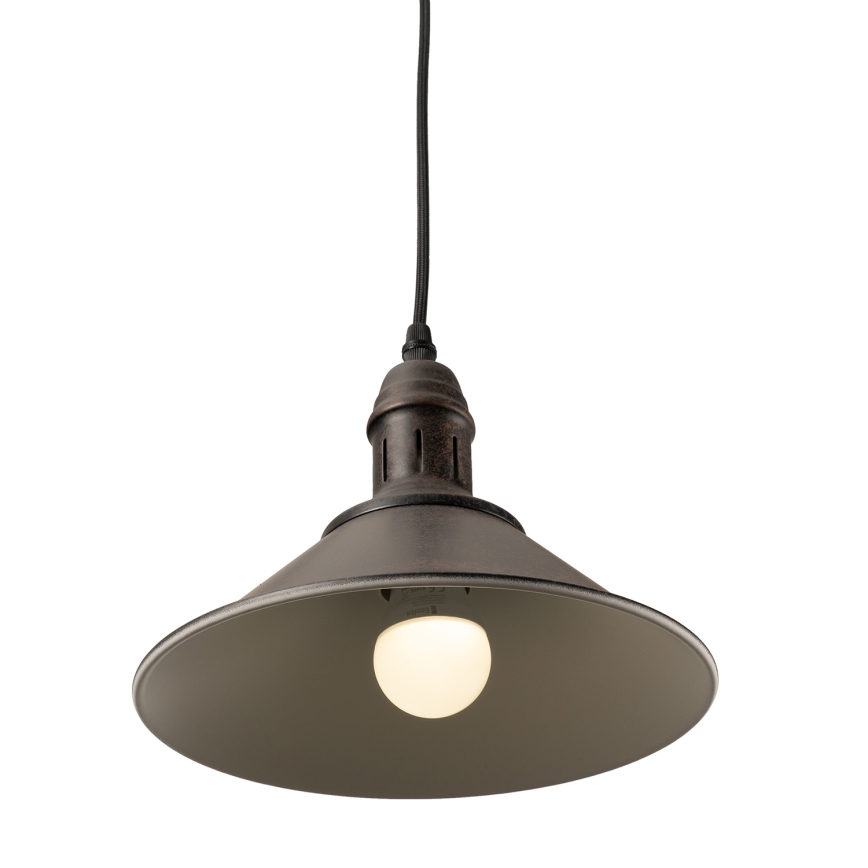 BRILAGI - Подвесной светильник на тросе FORGE, 1xE27/60W/230V, диам. 22 см, коричневый