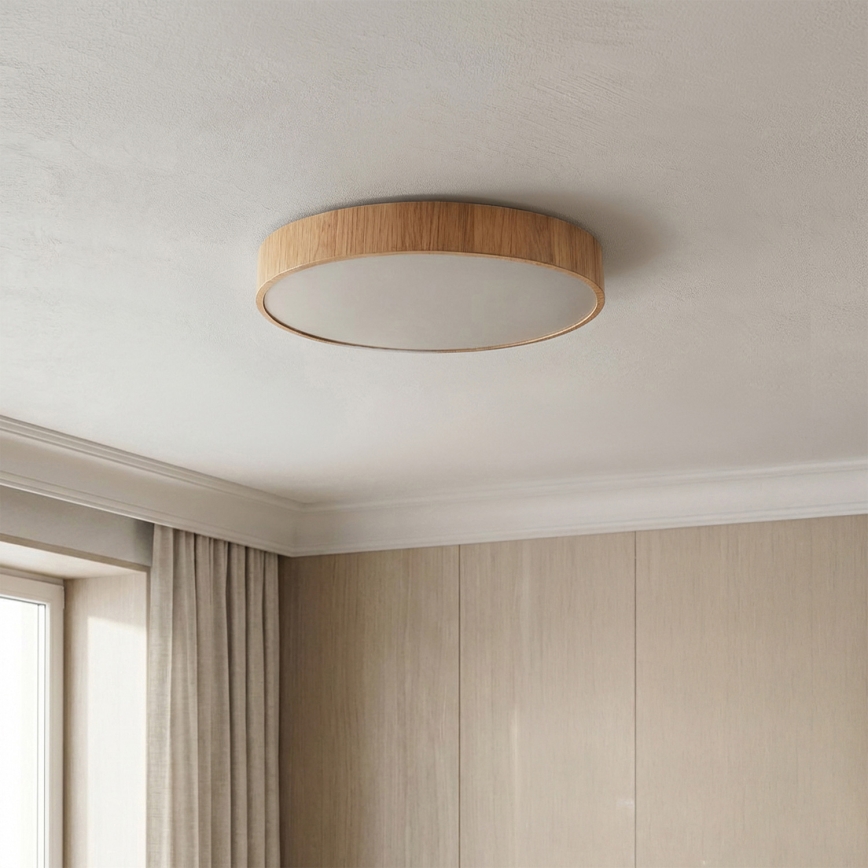 Brilagi — диммируемый потолочный светильник POOL LED/36W/230V 3000–6000K, диаметр 30 см, декор под дерево, с пультом дистанционного управления
