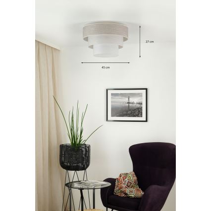 Brilagi - Потолочный светильник ALASKA LUNETA 1xE27/15W/230V диаметр 45 см серый/кремовый