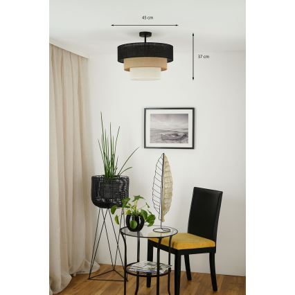 Brilagi - Потолочная люстра ASPEN LUNETA 1xE27/15W/230V диам. 45 см черный/бежевый/кремовый