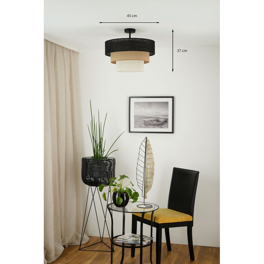 Brilagi - Потолочная люстра ASPEN LUNETA 1xE27/15W/230V диам. 45 см черный/бежевый/кремовый