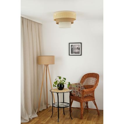 BRILAGI - Потолочный светильник CEDAR LUNETA 1xE27/15W/230V диаметр 45 см ротанг/коричневый/кремовый