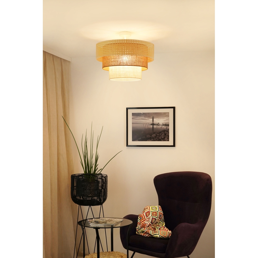 Brilagi - Потолочная люстра CEDAR LUNETA 1xE27/15W/230V диаметр 45 см ротанг/коричневый/кремовый