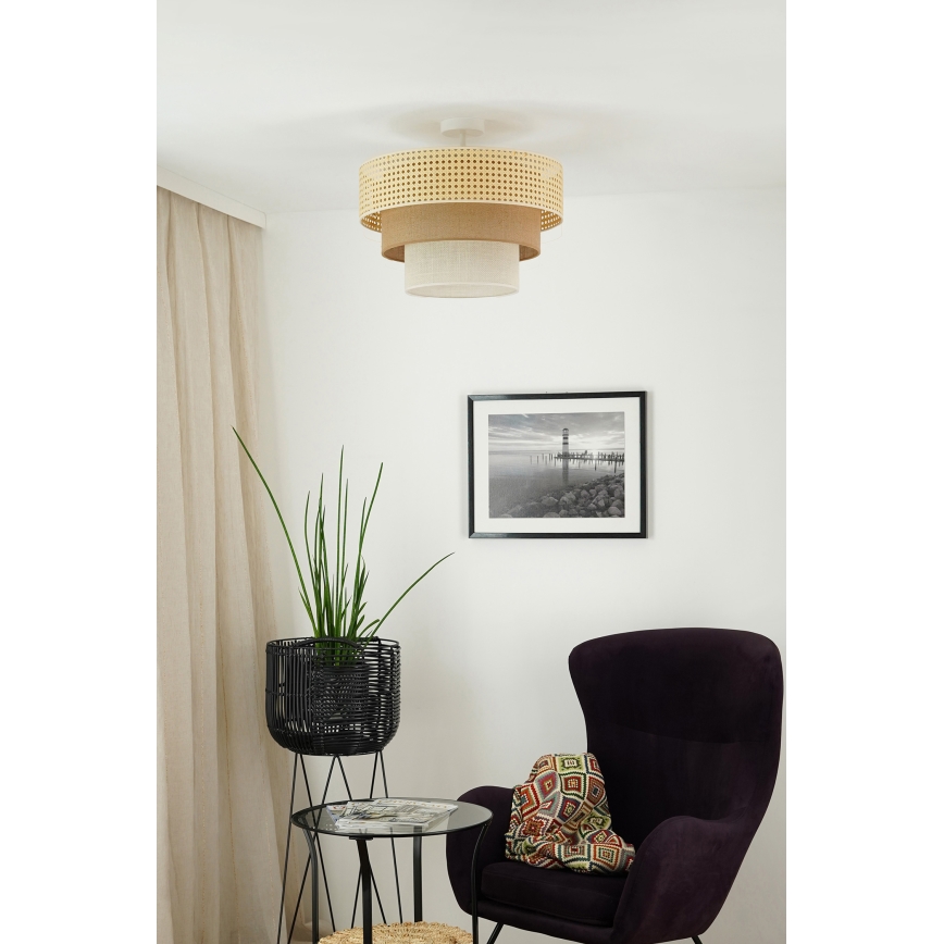 Brilagi - Потолочная люстра CEDAR LUNETA 1xE27/15W/230V диаметр 45 см ротанг/коричневый/кремовый