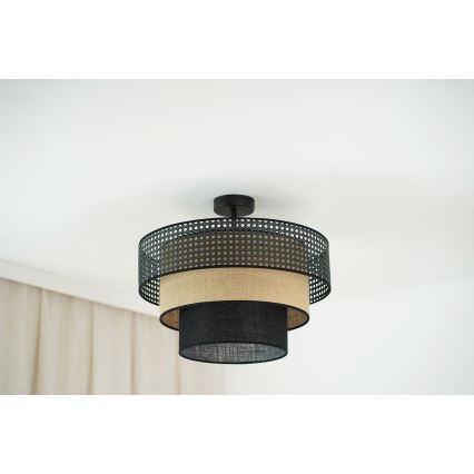 Brilagi - Потолочная люстра DAKOTA LUNETA 1xE27/15W/230V диаметр 45 см черный/ротанг