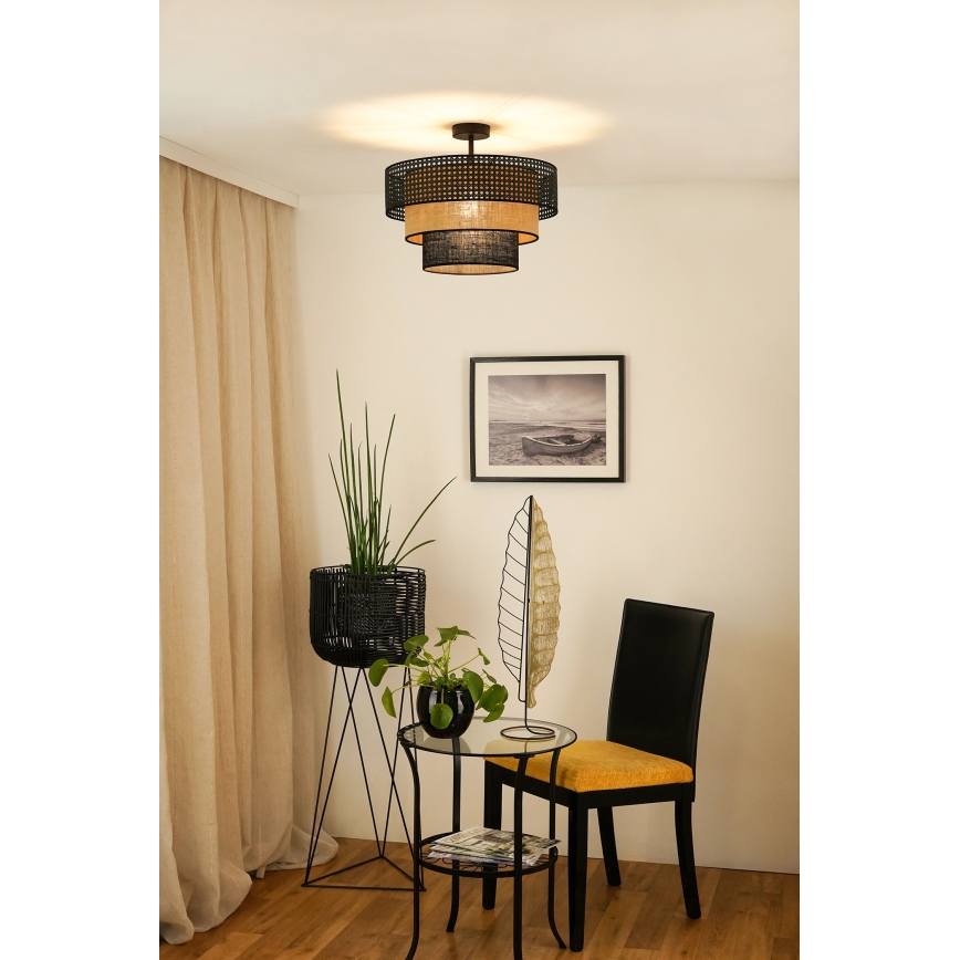 Brilagi - Потолочная люстра DAKOTA LUNETA 1xE27/15W/230V диаметр 45 см черный/ротанг