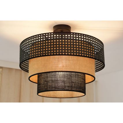 Brilagi - Потолочная люстра DAKOTA LUNETA 1xE27/15W/230V диаметр 45 см черный/ротанг