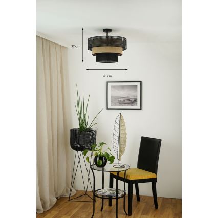 Brilagi - Потолочная люстра DAKOTA LUNETA 1xE27/15W/230V диаметр 45 см черный/ротанг