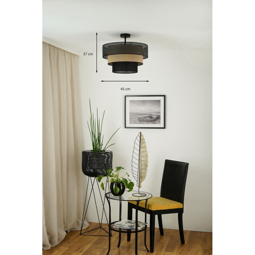 Brilagi - Потолочная люстра DAKOTA LUNETA 1xE27/15W/230V диаметр 45 см черный/ротанг