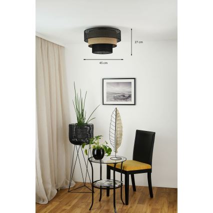 Brilagi - Потолочный светильник DAKOTA LUNETA 1xE27/15W/230V диаметр 45 см черный/ротанг