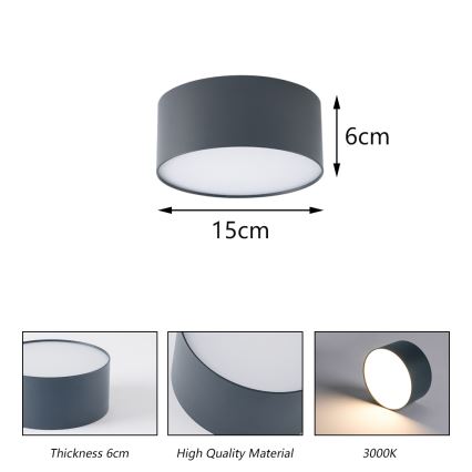 Brilagi - LED потолочный светильник для ванной комнаты FORIS LED/20W/230V диаметр 15 см, антрацит IP44
