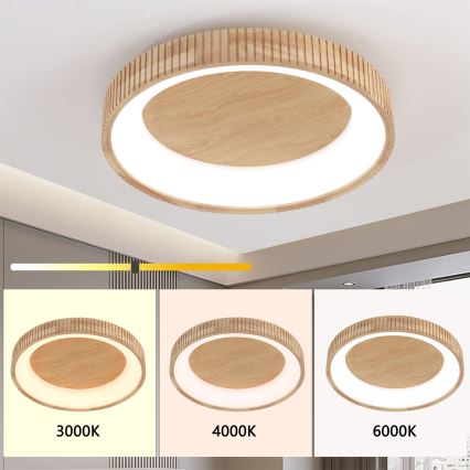 Brilagi - LED потолочный светильник FALCON WOOD MODERN LED/40W/230V 3000/4000/6000K, диаметр 60 см, с деревянной отделкой
