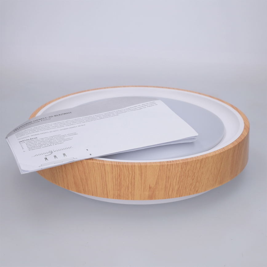 Brilagi - LED потолочный светильник FLOCO LED/24W/230V Ø 30 см, декор под дерево/белый
