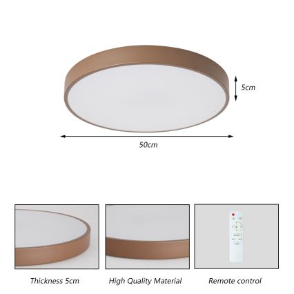 Brilagi - Диммируемый потолочный светильник POOL LED/60W/230V 3000-6000K, диаметр 50 см, коричневый + пульт дистанционного управления