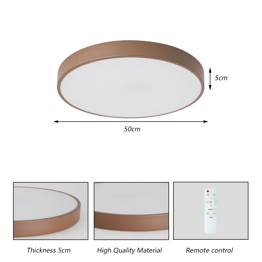 Brilagi - Диммируемый потолочный светильник POOL LED/60W/230V 3000-6000K, диаметр 50 см, коричневый + пульт дистанционного управления