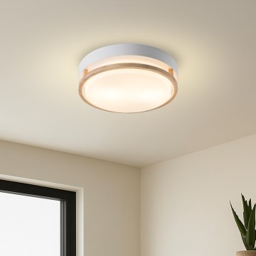 Brilagi - Потолочный светильник ORINO, 2xE27/40W/230V, диаметр 27 см, белый/дуб