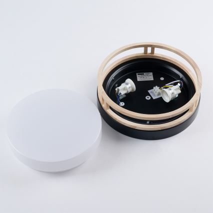 Brilagi - Потолочный светильник ORINO 2xE27/40W/230V Ø 27 см черный/дуб