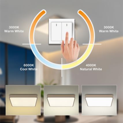 Brilagi - потолочный светильник POOL LED, 36 Вт, 230 В, 3000/4500/6000 К, 40×40 см, бежевый