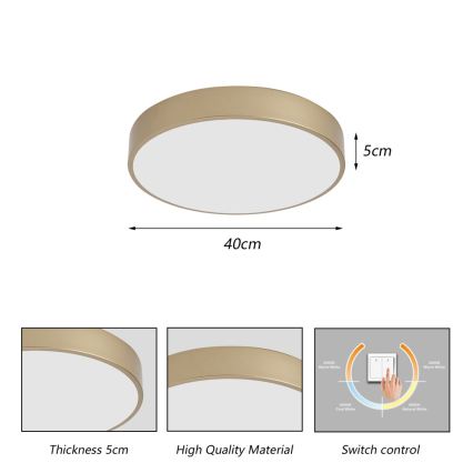 BRILAGI - потолочный светильник POOL LED, 48 Вт, 230 В, 3000/4000/6000 К, диаметр 40 см, золотой