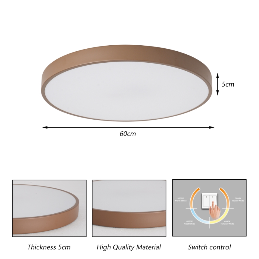 Brilagi - потолочный светильник LED POOL LED/60W/230V 3000/4000/6000K, диаметр 60 см, коричневый