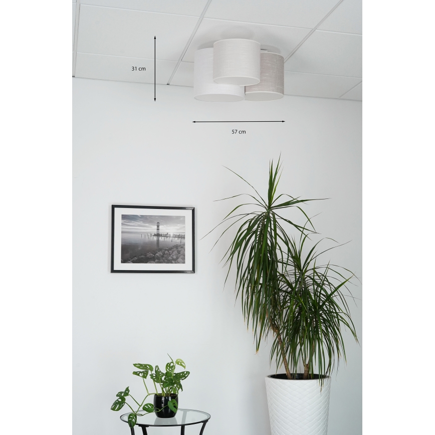 Brilagi - потолочный светильник SNAKE 3xE27/15W/230V 50x57 см серый/кремовый