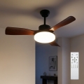 Brilagi - Потолочный вентилятор с диммируемым LED-освещением, 34W/230V, 106 cm, черный/коричневый + пульт дистанционного управления
