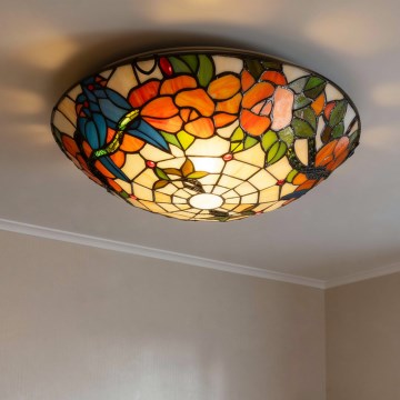 Brilagi - потолочный витражный светильник Tiffany JUNGLE 2xE27/60W/230V, диаметр 40 см