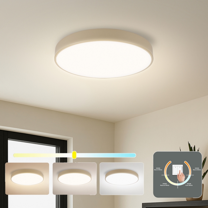 Brilagi - потолочный светильник LED POOL, 36 Вт/230 В, 3000/4500/6000 К, диаметр 30 см, бежевый