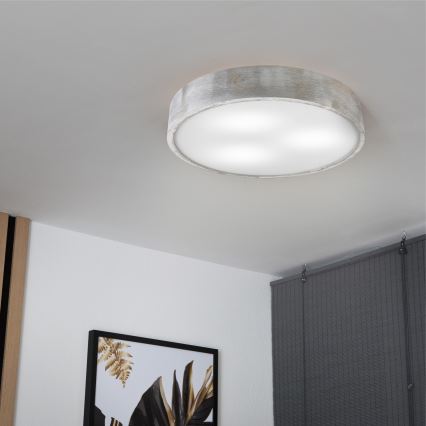 Brilagi - Потолочный светильник PINO 3xE27/15W/230V сосна/серебристый диам. 47,5 см