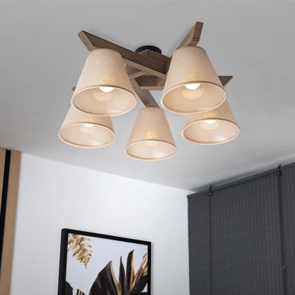 Brilagi - Припотолочная люстра ANTHONY 5xE14/40W/230V дуб/бежевый