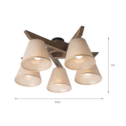Brilagi - Припотолочная люстра ANTHONY 5xE14/40W/230V дуб/бежевый