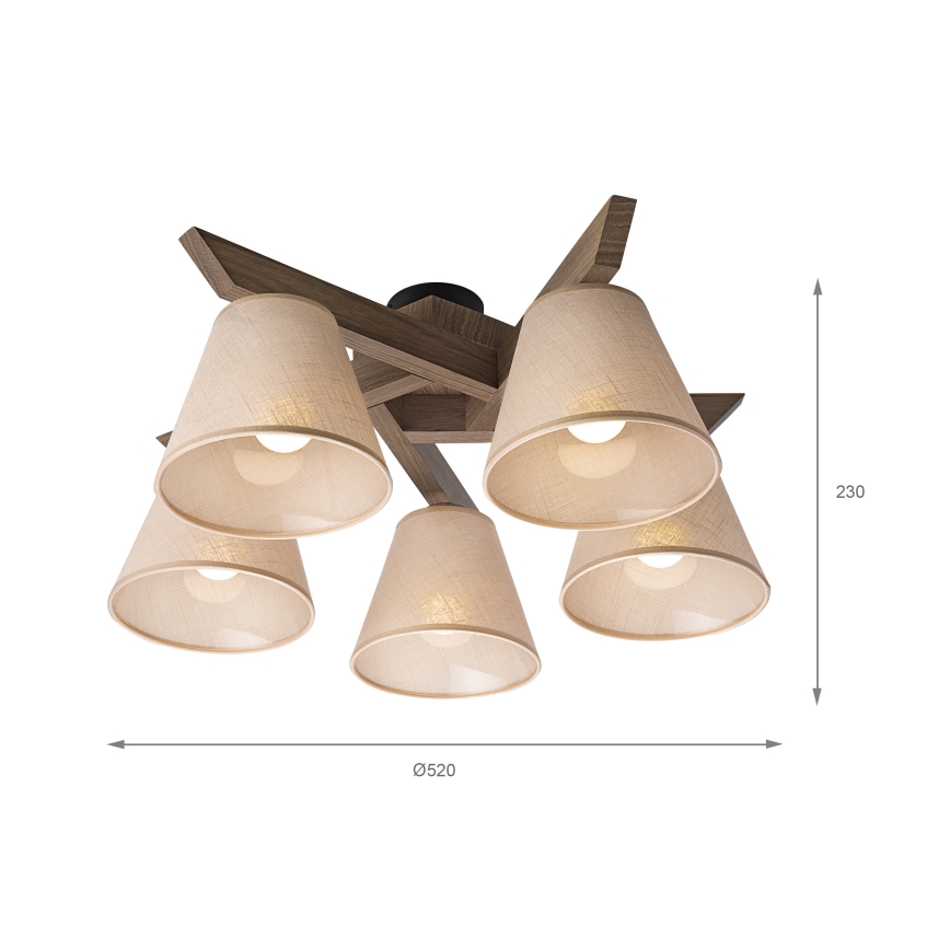 Brilagi - Припотолочная люстра ANTHONY 5xE14/40W/230V дуб/бежевый