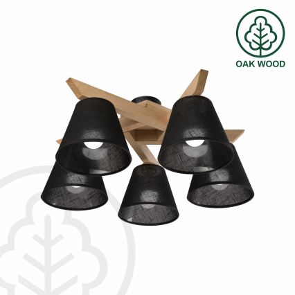 Brilagi - Припотолочная люстра ANTHONY 5xE14/40W/230V дуб/черный