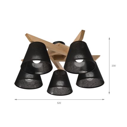 Brilagi - Припотолочная люстра ANTHONY 5xE14/40W/230V дуб/черный