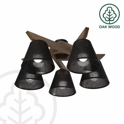 Brilagi - Припотолочная люстра ANTHONY 5xE14/40W/230V дуб/черный