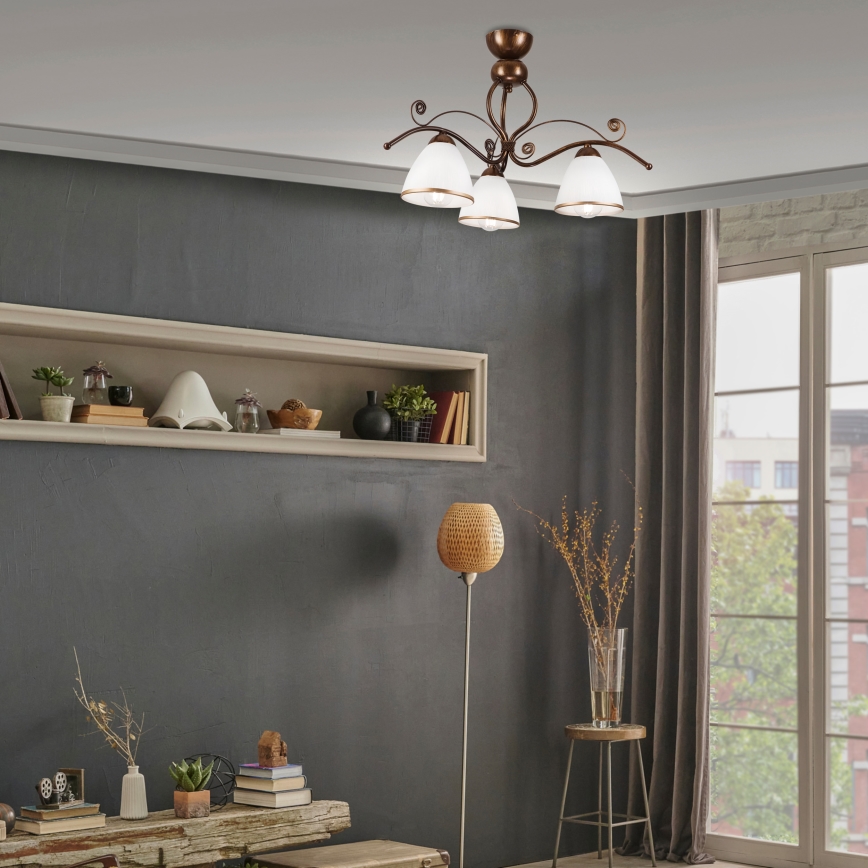 Brilagi - Пристельова LED люстра ANTICO 3xE27/60W/230V бронза патина