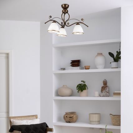 Brilagi - Пристельова LED люстра ANTICO 3xE27/60W/230V бронза патина