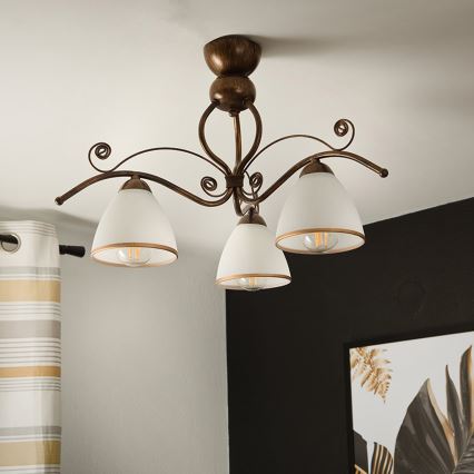 Brilagi - Пристельова LED люстра ANTICO 3xE27/60W/230V бронза патина