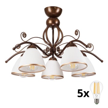 Brilagi - Пристельова LED люстра ANTICO 5xE27/60W/230V бронза патина