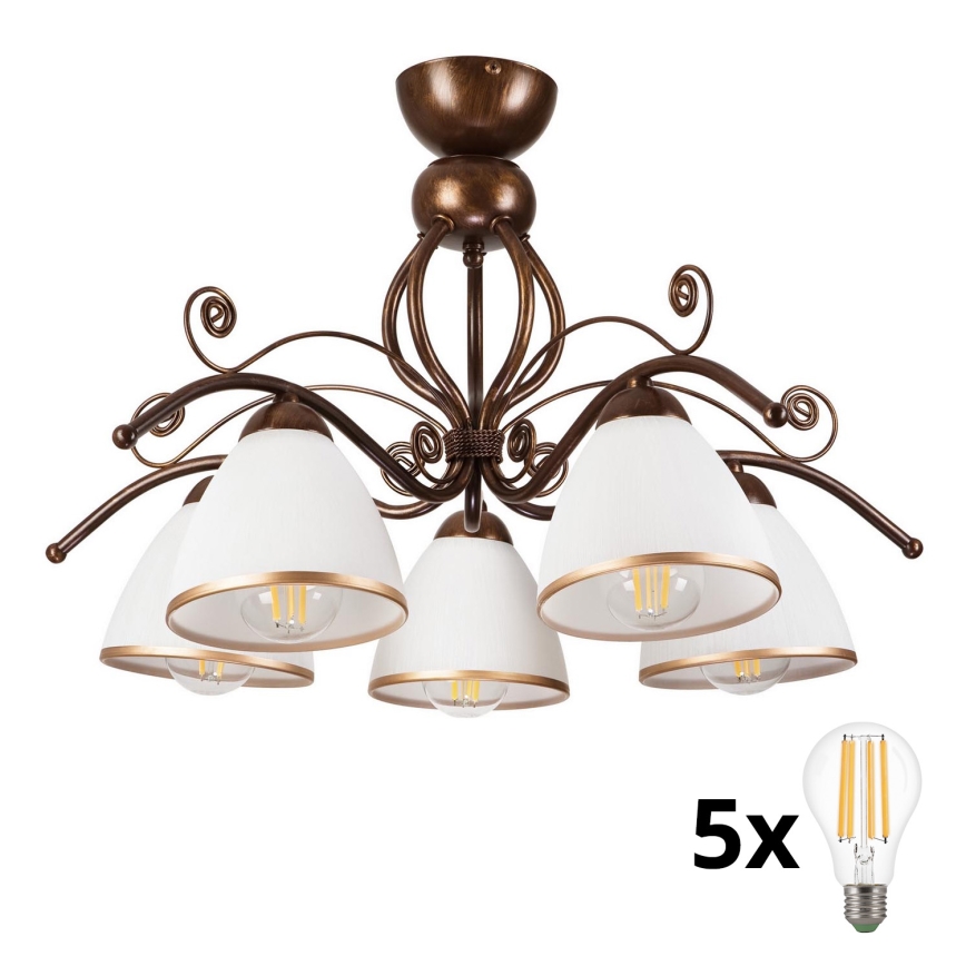 Brilagi - Пристельова LED люстра ANTICO 5xE27/60W/230V бронза патина