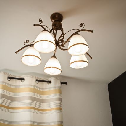 Brilagi - Пристельова LED люстра ANTICO 5xE27/60W/230V бронза патина