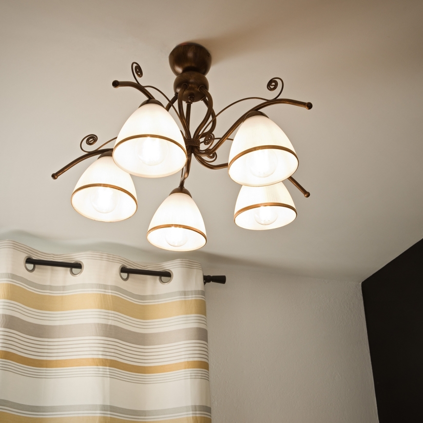 Brilagi - Пристельова LED люстра ANTICO 5xE27/60W/230V бронза патина
