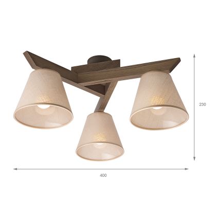 Brilagi - Пристельова люстра ANTHONY 3xE14/40W/230V дуб/бежевий