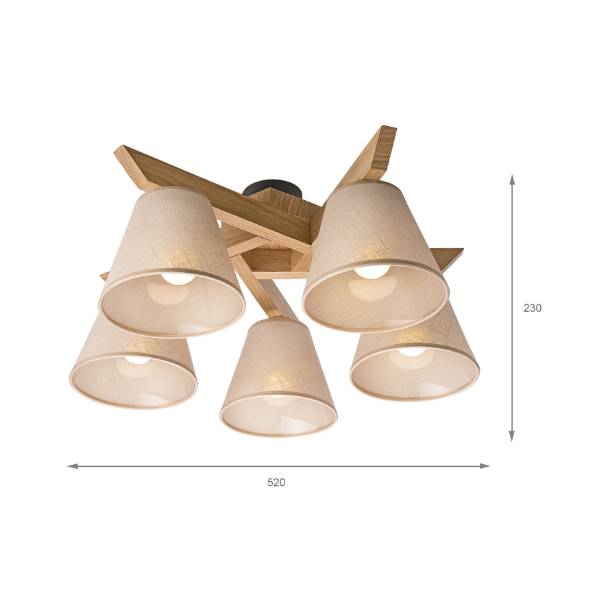 Brilagi - Пристельова люстра ANTHONY 5xE14/40W/230V дуб/бежевий