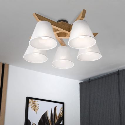 Brilagi - Пристельова люстра ANTHONY 5xE14/40W/230V дуб/білий