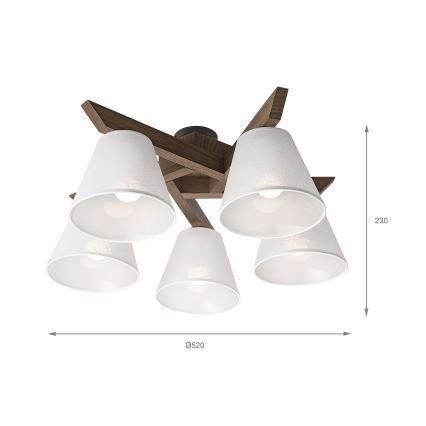 Brilagi - Пристельова люстра ANTHONY 5xE14/40W/230V дуб/білий