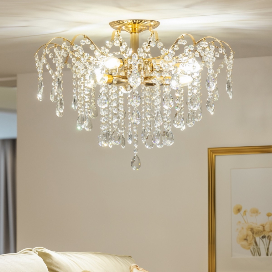 Brilagi - Пристельова люстра CRYSTAL 6xE14/60W/230V золотий